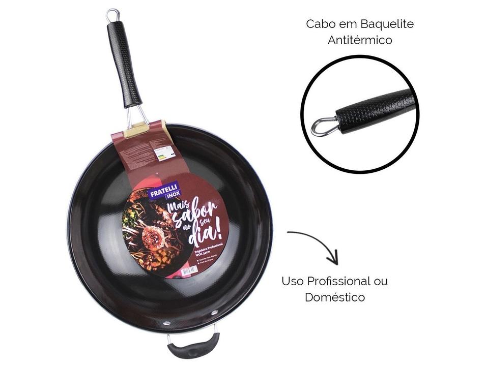 Panela Wok Antiaderente Fratelli Inox Profissional Preta 34cm - 1