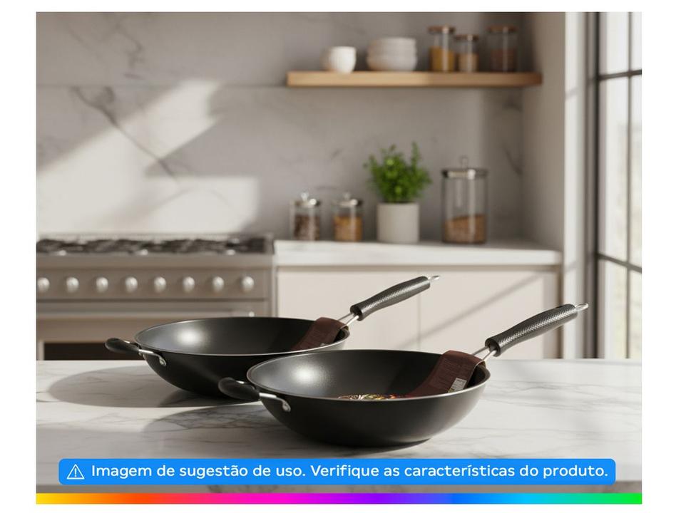 Panela Wok Antiaderente Fratelli Inox Profissional Preta 34cm - 2