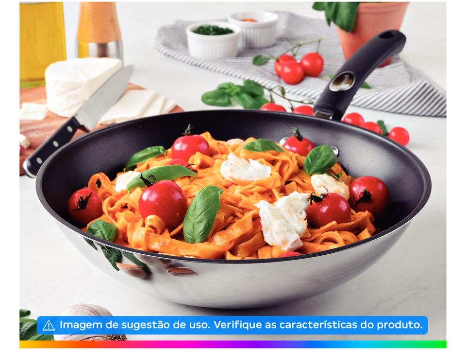 Panela Wok Antiaderente Fundo triplo Tramontina Solar Silicone Inox 28cm - 1