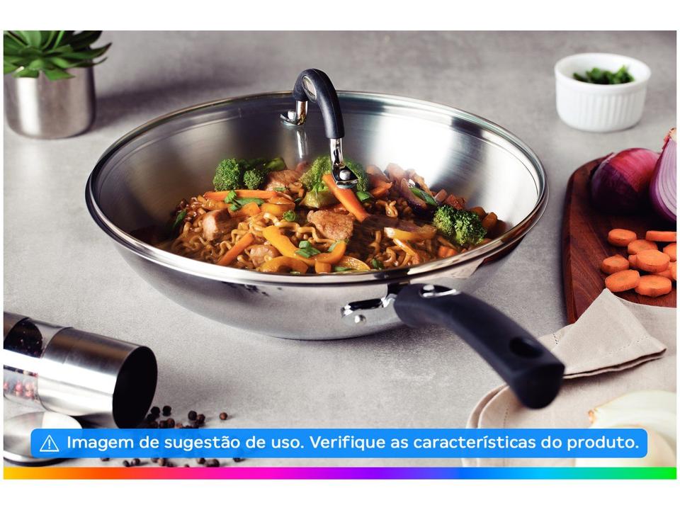 Panela Wok Antiaderente Fundo triplo Tramontina Solar Silicone Inox 28cm - 1