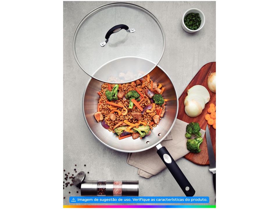 Panela Wok Antiaderente Fundo triplo Tramontina Solar Silicone Inox 28cm - 2