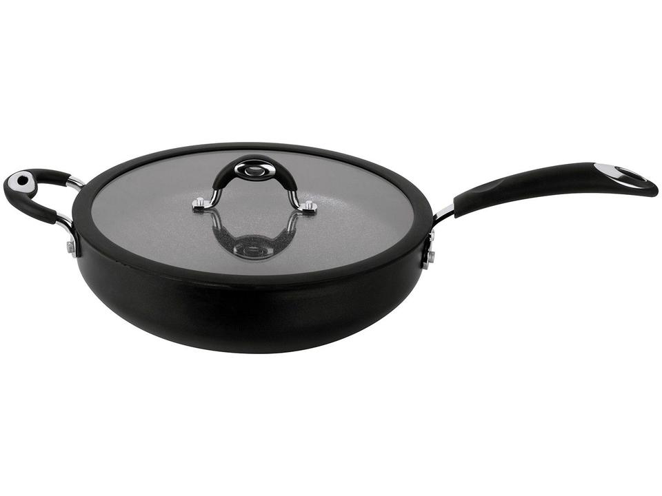 Panela Wok Antiaderente Multiflon de Alumínio - com Tampa Dom Preto 30cm