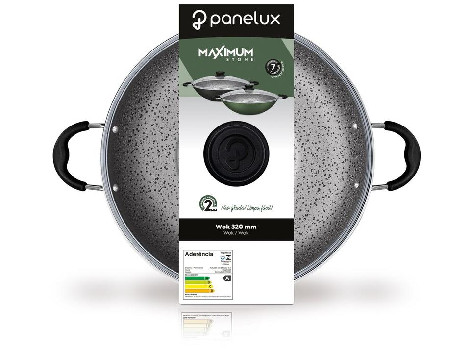 Panela Wok Antiaderente Panelux de Alumínio Maximum Stone Verde 32cm - 5
