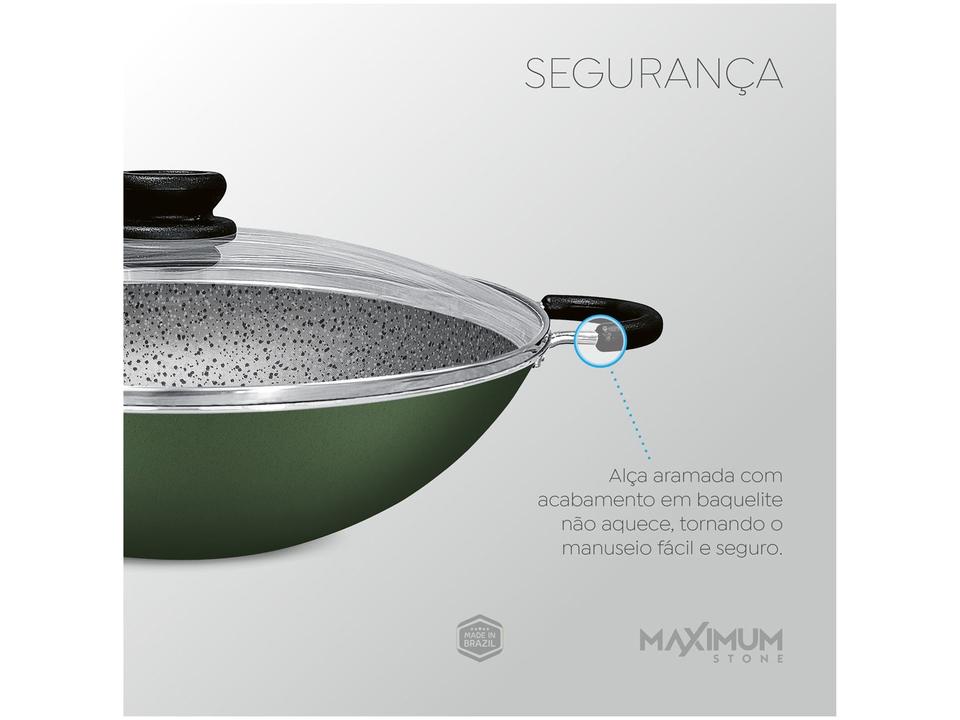 Panela Wok Antiaderente Panelux de Alumínio Maximum Stone Verde 32cm - 1