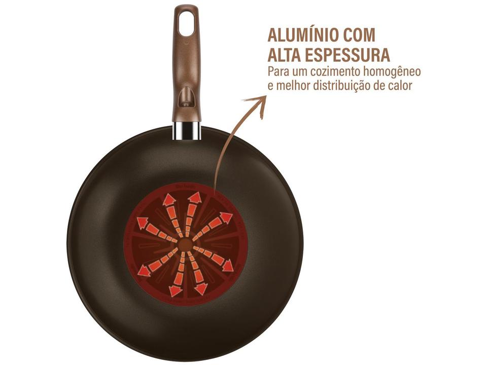 Panela Wok Antiaderente Rochedo de Alumínio Expert Chocolate 24cm - 5