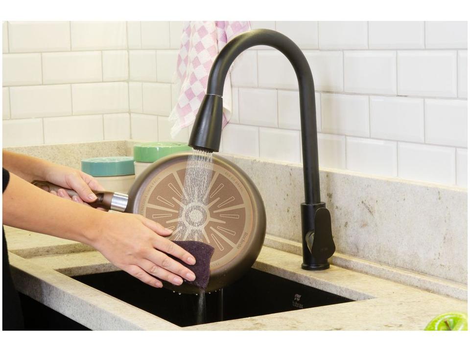 Panela Wok Antiaderente Rochedo de Alumínio Expert Chocolate 24cm - 9