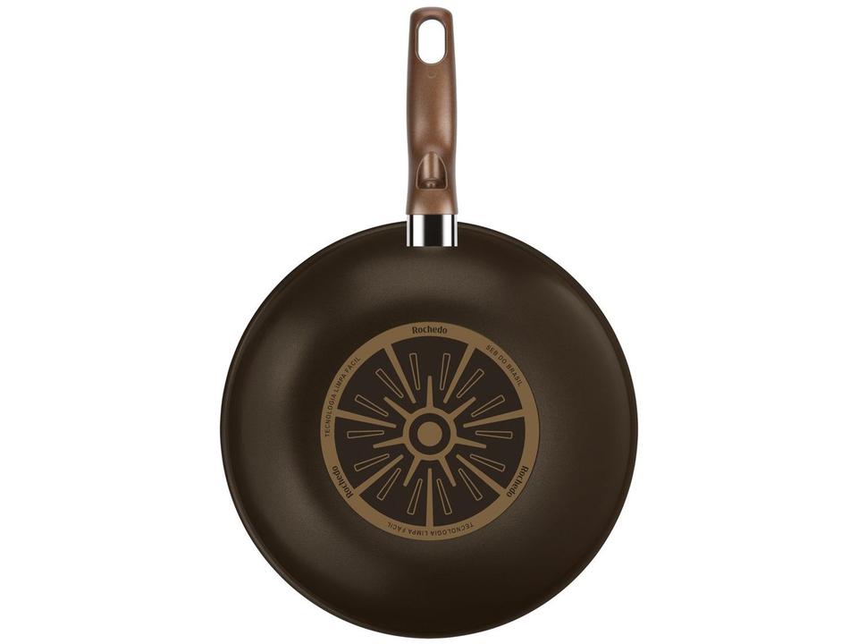 Panela Wok Antiaderente Rochedo de Alumínio Expert Chocolate 24cm - 12
