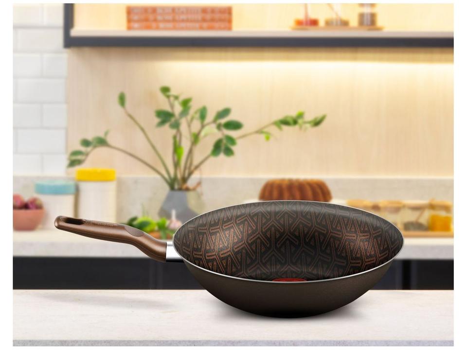 Panela Wok Antiaderente Rochedo de Alumínio Expert Chocolate 24cm - 7