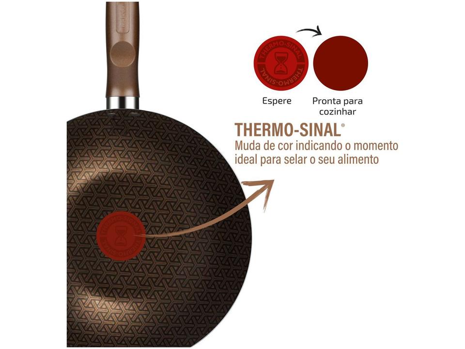 Panela Wok Antiaderente Rochedo de Alumínio Expert Chocolate 24cm - 4