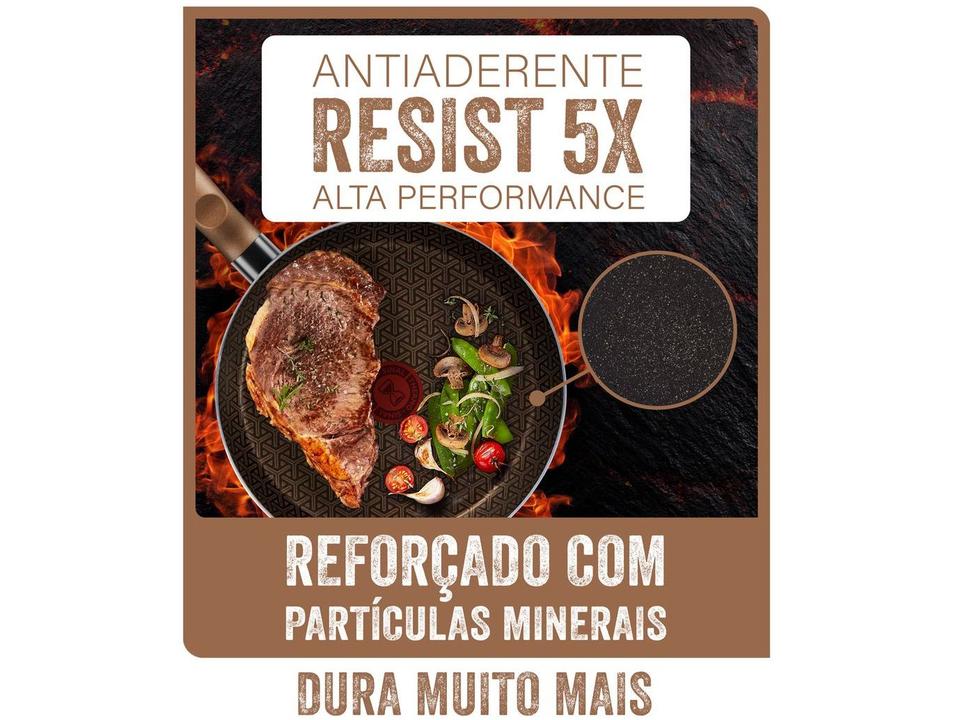 Panela Wok Antiaderente Rochedo de Alumínio Expert Chocolate 24cm - 6