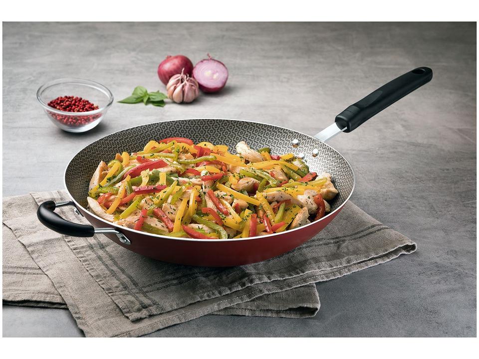 Panela Wok Antiaderente Tramontina  de Alumínio Loreto Vermelha 32cm - 1