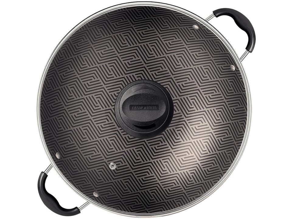 Panela Wok Antiaderente Tramontina de Alumínio Paris Chumbo 32cm - 3