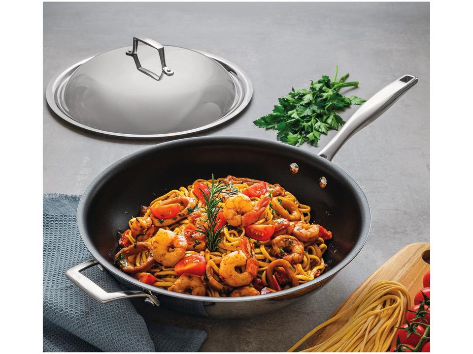 Panela Wok Antiaderente Tramontina Inox Grano 32cm - 1