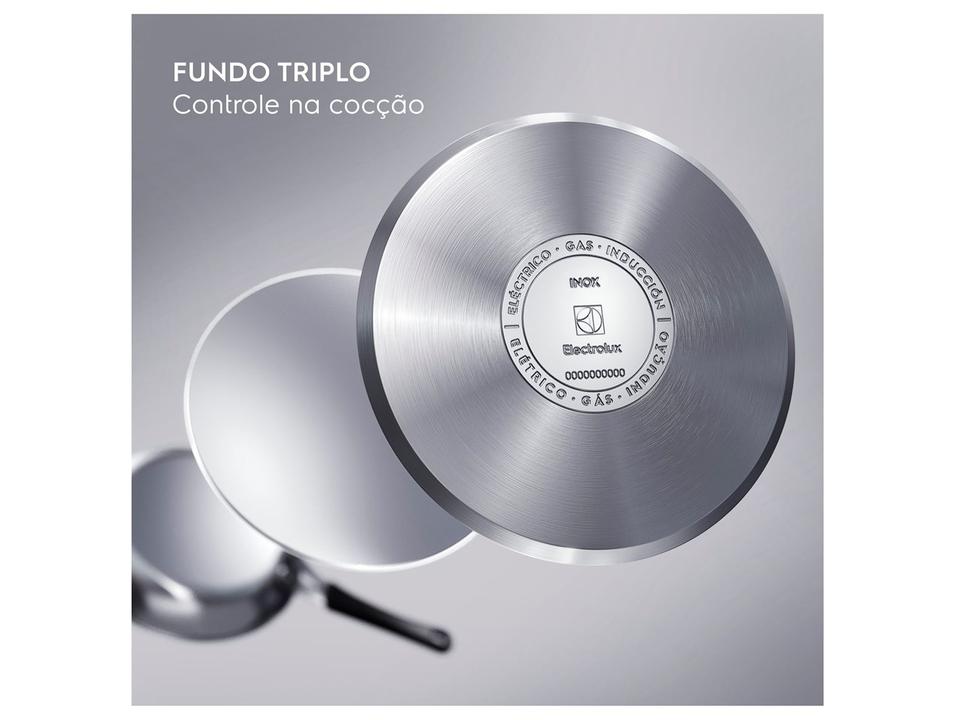 Panela Wok Electrolux Inox com Tampa Antiaderente Design Preta 28cm - 1