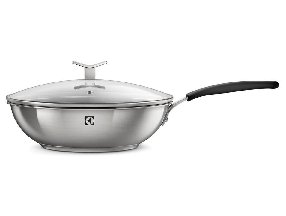 Panela Wok Electrolux Inox com Tampa Antiaderente Design Preta 28cm - 3