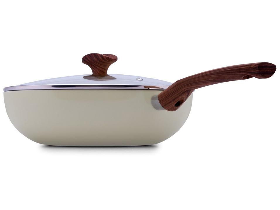 Panela Wok Multiflon com Tampa de Alumínio Antiaderente Cerâmico Indução Capadócia Bege 28cm - 2