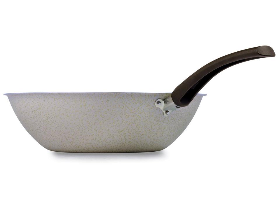 Panela Wok Multiflon de Alumínio Antiaderente Ekó Essencial Bege 24cm - 1