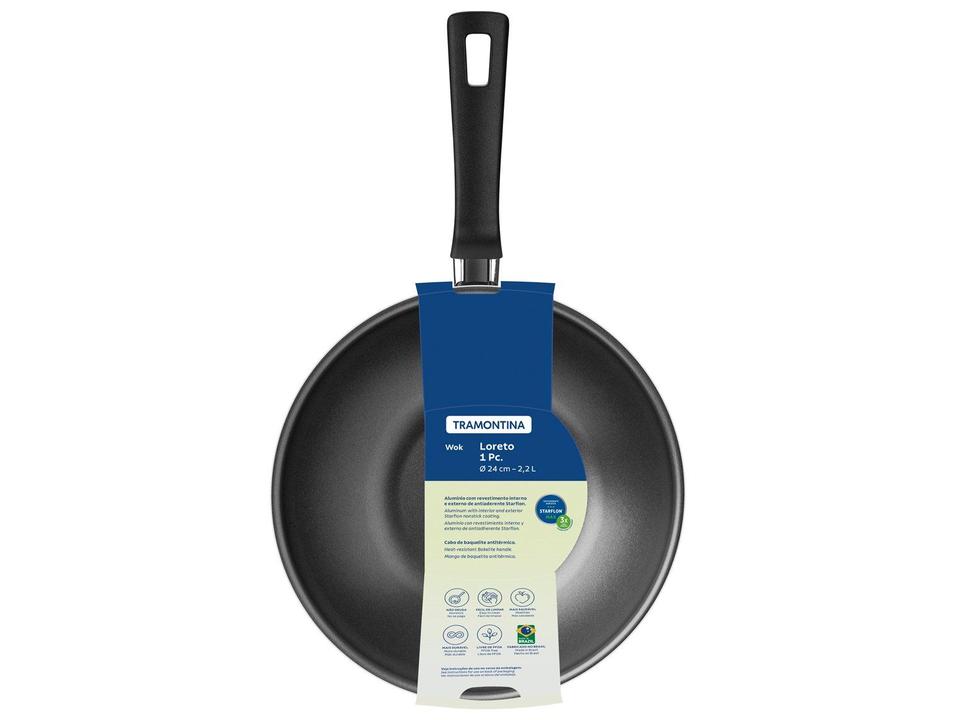 Panela Wok Tramontina Alumínio Antiaderente Starflon Max Loreto Grafite 24cm - 5