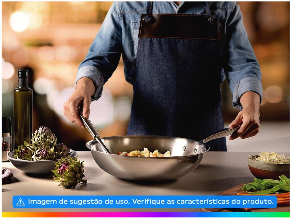 Panela Wok Tramontina Inox Fundo Triplo Grano 28cm - 2