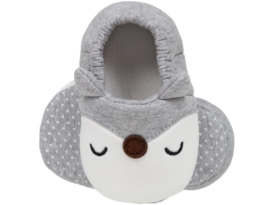 Pantufa Infantil de Algodão Sapatilha Raposa Cinza Antiderrapante - 4