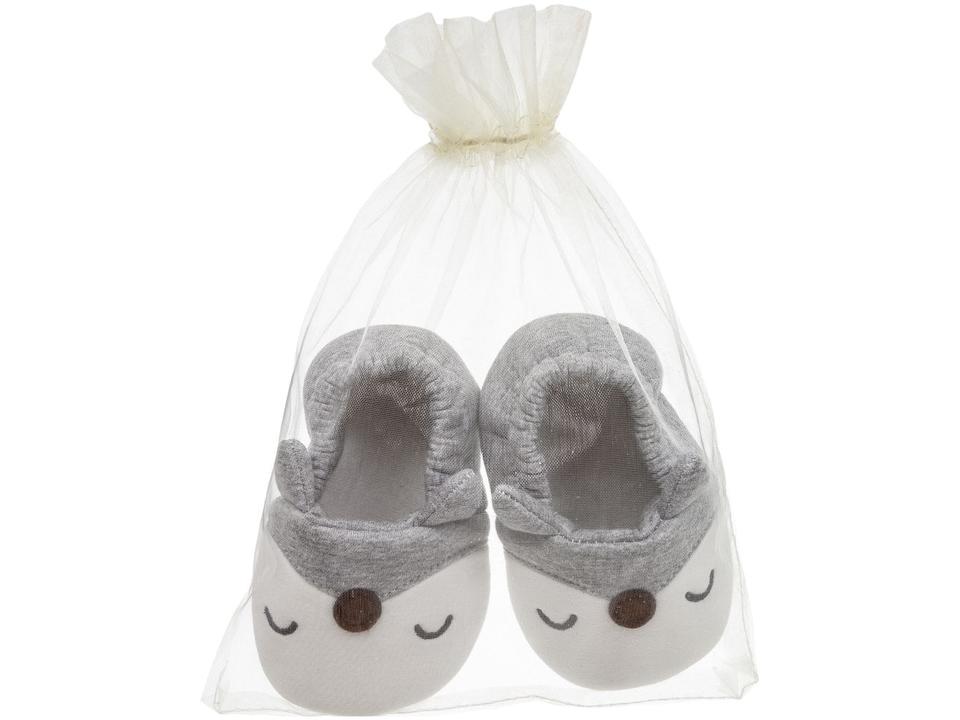 Pantufa Infantil de Algodão Sapatilha Raposa Cinza Antiderrapante - 5
