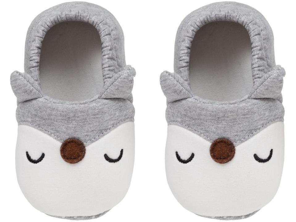 Pantufa Infantil de Algodão Sapatilha Raposa Cinza Antiderrapante - 2