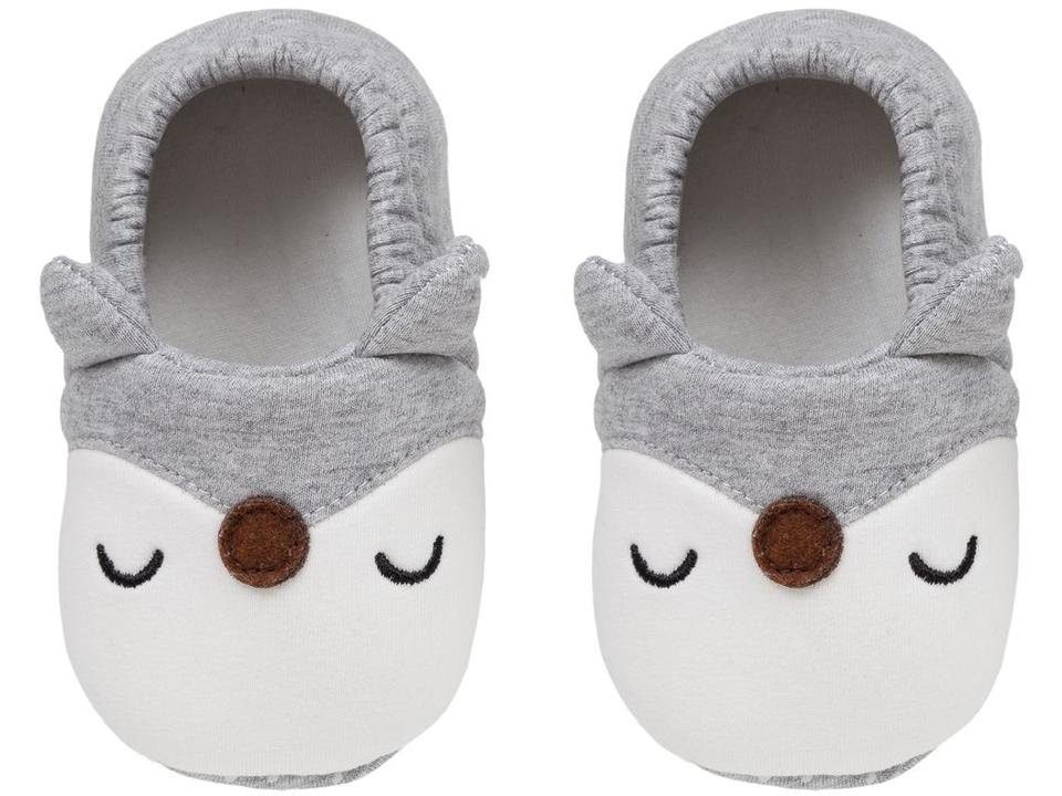 Pantufa Infantil de Algodão Sapatilha Raposa Cinza Antiderrapante - 2