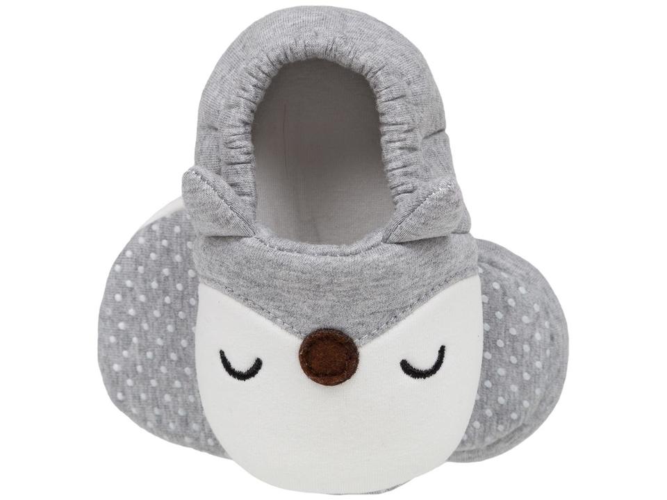 Pantufa Infantil de Algodão Sapatilha Raposa Cinza Antiderrapante - 4