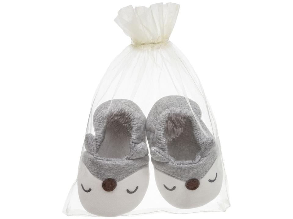 Pantufa Infantil de Algodão Sapatilha Raposa Cinza Antiderrapante - 5