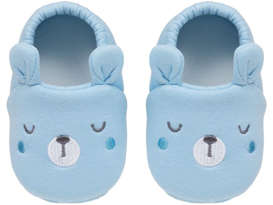 Pantufa Infantil de Algodão Sapatilha Urso Azul Antiderrapante - 2