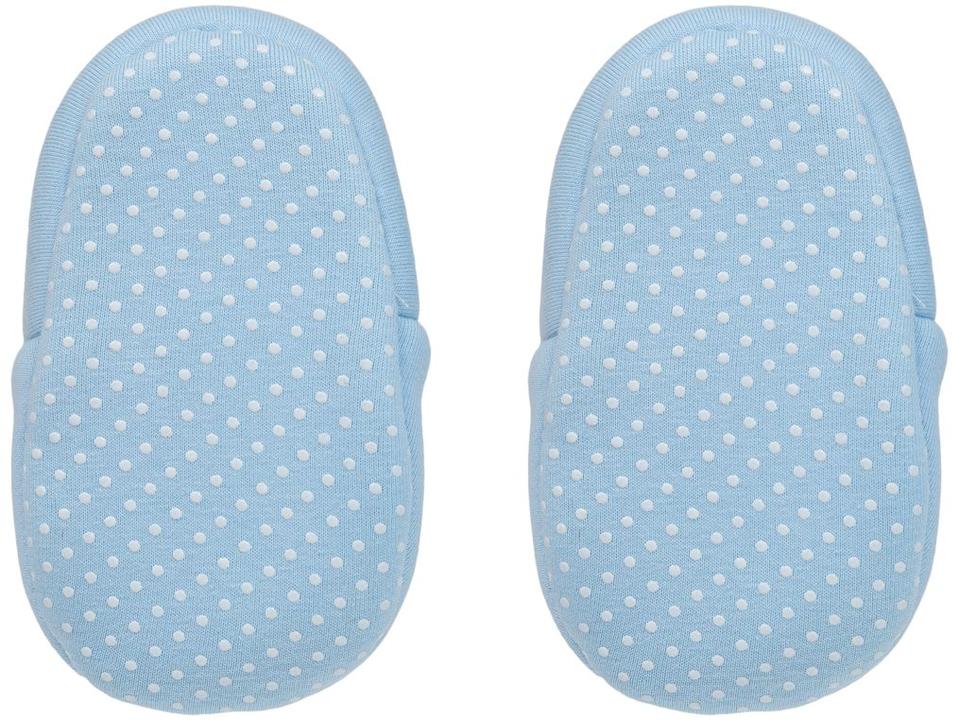 Pantufa Infantil de Algodão Sapatilha Urso Azul Antiderrapante - 3