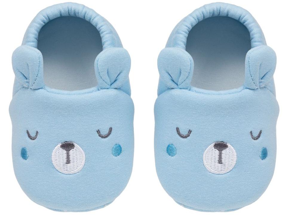 Pantufa Infantil de Algodão Sapatilha Urso Azul Antiderrapante - 2