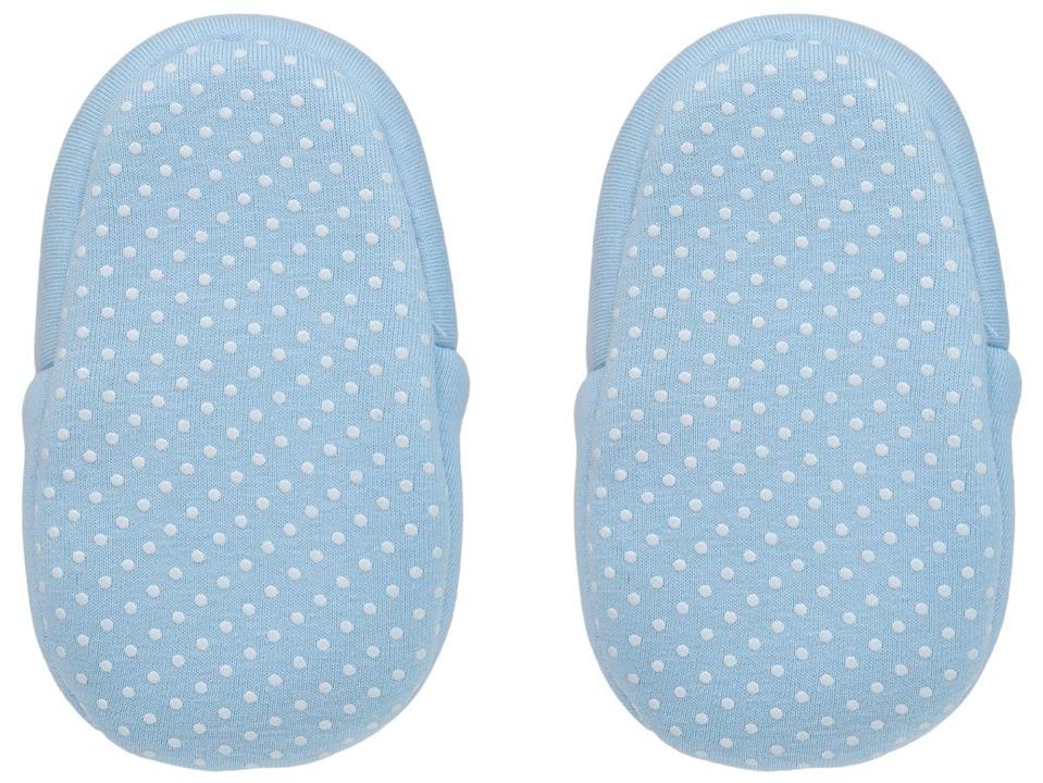 Pantufa Infantil de Algodão Sapatilha Urso Azul Antiderrapante - 3