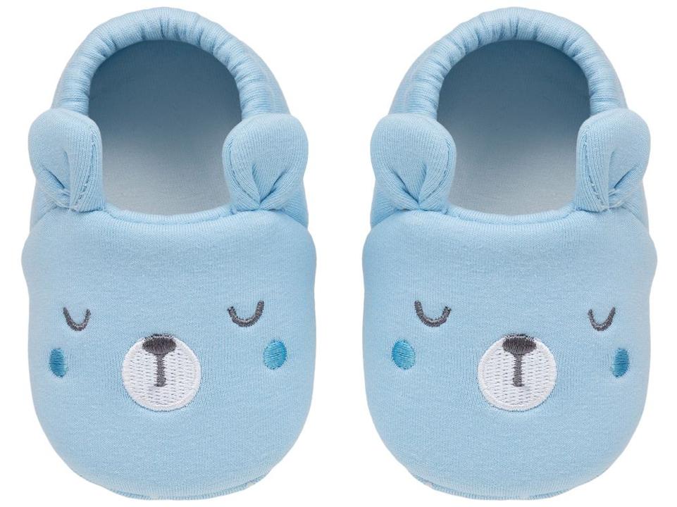 Pantufa Infantil de Algodão Sapatilha Urso Azul Antiderrapante - 2