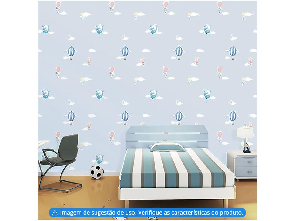 Papel de Parede Infantil Azul Balões Vinílico - Evolux 53x1000cm - 1