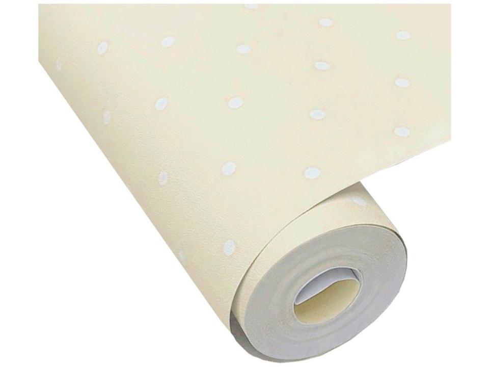 Papel de Parede Infantil Creme Bolinhas Vinílico - 4