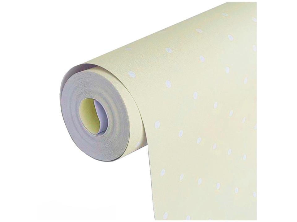 Papel de Parede Infantil Creme Bolinhas Vinílico - 3