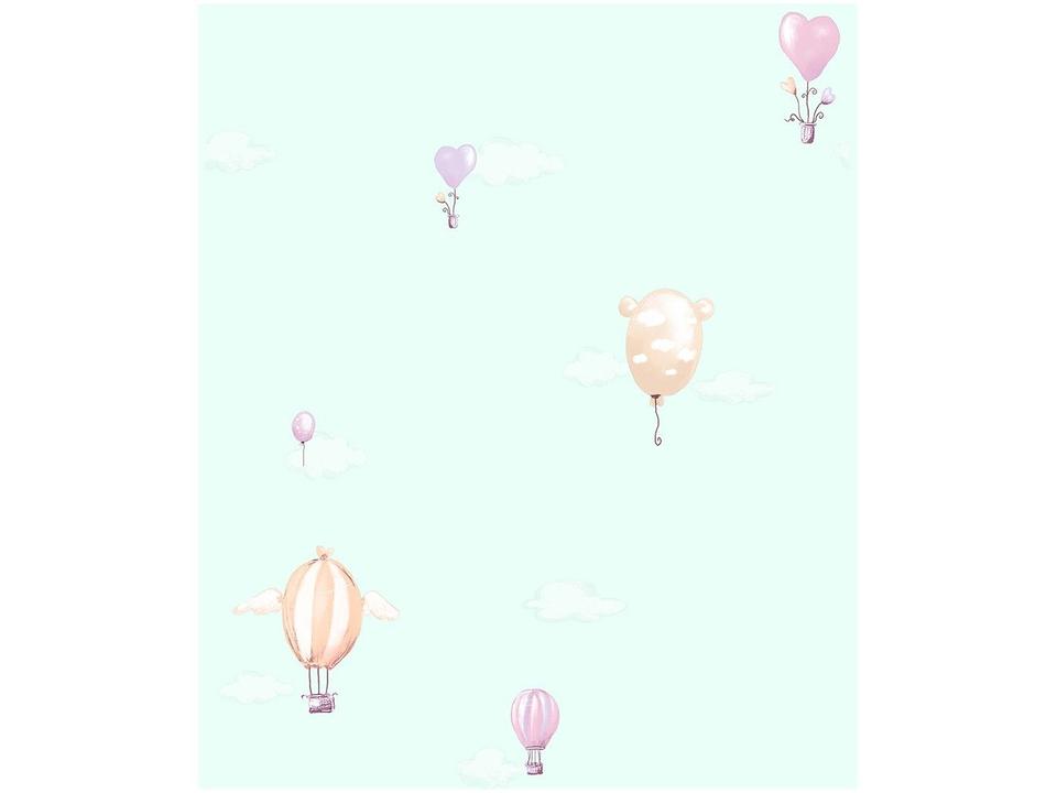 Papel de Parede Infantil Verde Balões Vinílico - 2