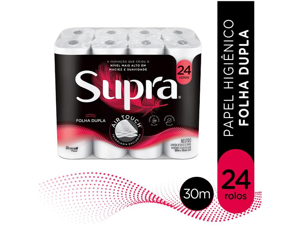 Papel Higiênico Folha Dupla Bracell Supra 24 Rolos 30m - 1
