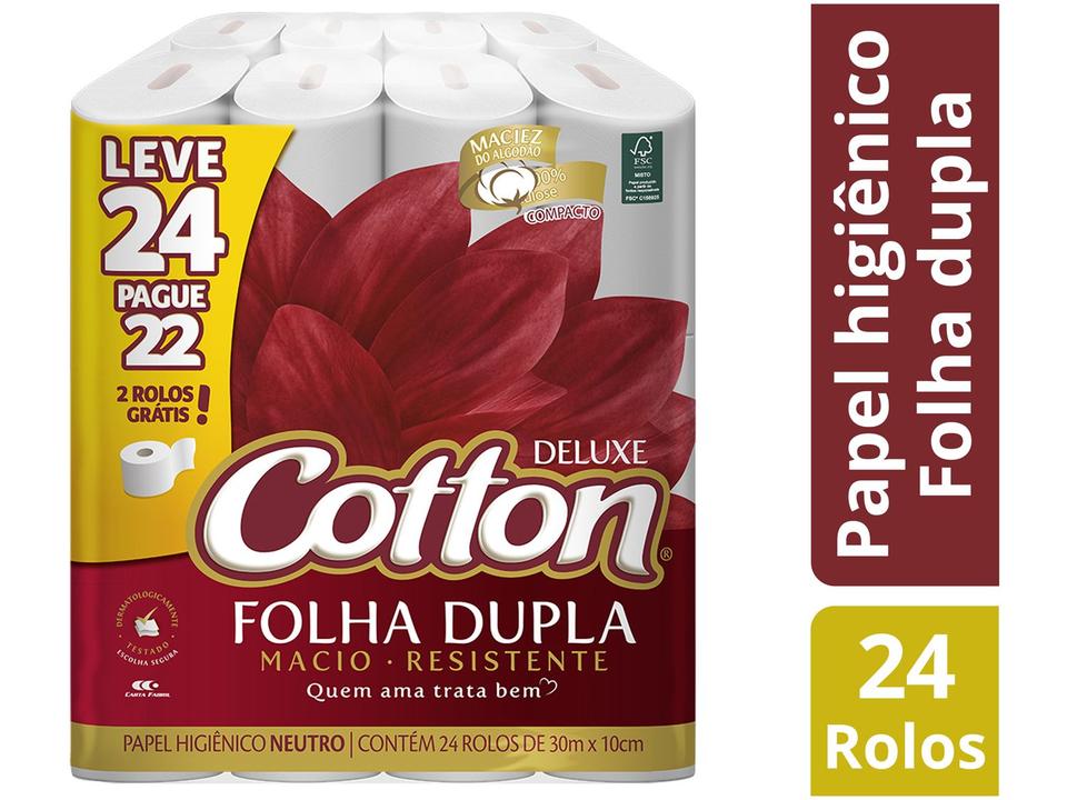 Papel Higiênico Folha Dupla Cotton Neutro Deluxe 24 Rolos 30m - 1