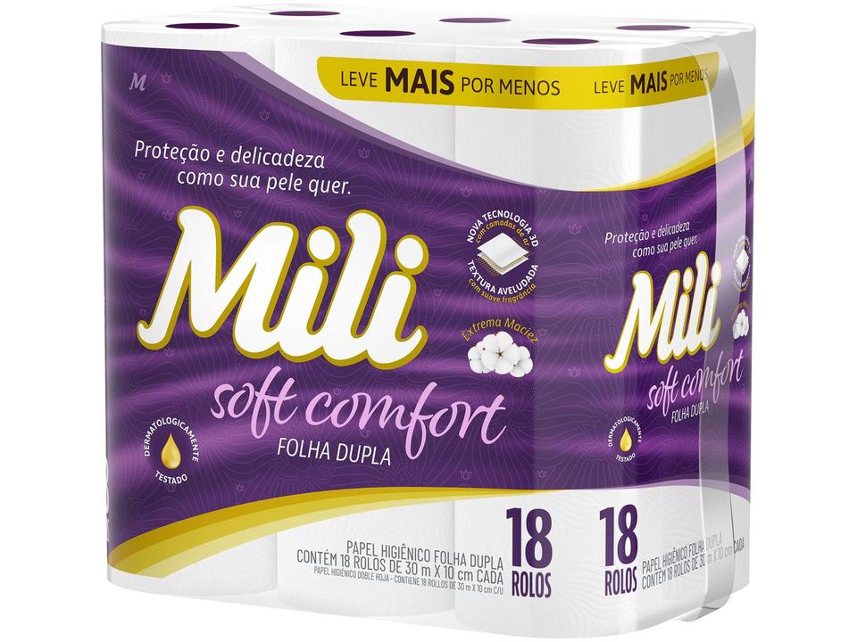 Papel Higiênico Folha Dupla Mili Soft Comfort 18 rolos 30m - 1
