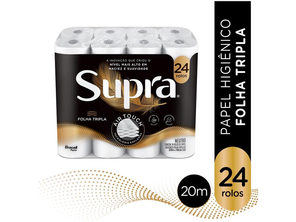 Papel Higiênico Folha tripla Bracell Supra 24 Rolos 20m - 1