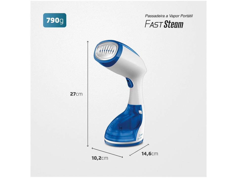 Passadeira a Vapor Mondial Portátil 260ml 1270W Branco e Azul Fast Steam VP-09 - 7