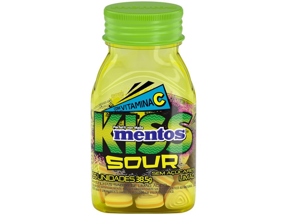 Pastilhas Mentos Kiss Sour Sem Açúcar Sabor de Limão Ácido Display 231g 6 Unidades - 5