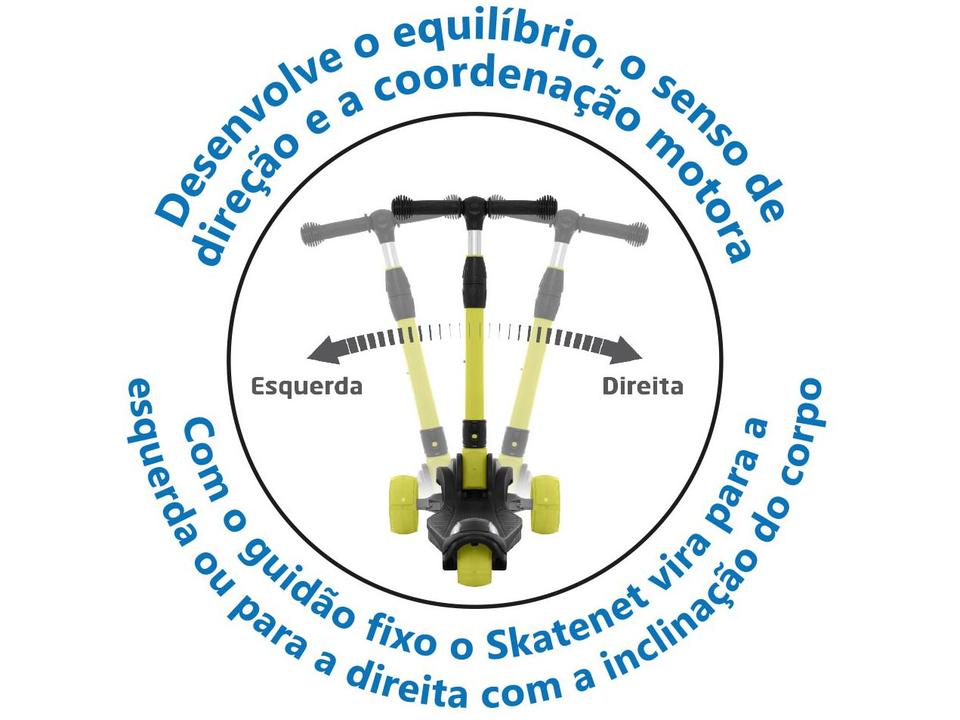 Patinete Infantil 3 Rodas Bandeirante Skatenet LED Pro Preto e Verde - 9