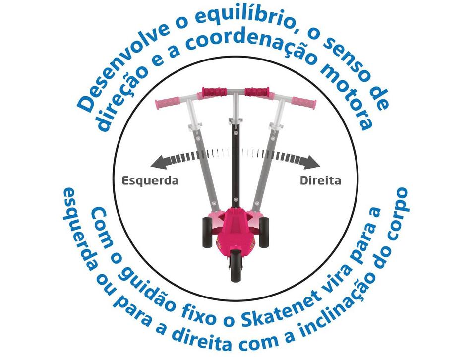Patinete Infantil 3 Rodas Bandeirante Skatenet Max LED Pink - 8