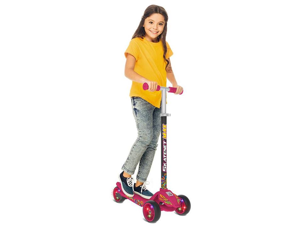 Patinete Infantil 3 Rodas Bandeirante Skatenet Max LED Pink - 1
