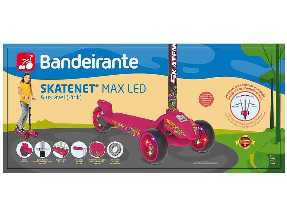 Patinete Infantil 3 Rodas Bandeirante Skatenet Max LED Pink - 9