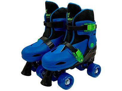 Patins 4 Rodas Infantil Fenix 2 em 1 Azul e Preto - com Acessórios - 1