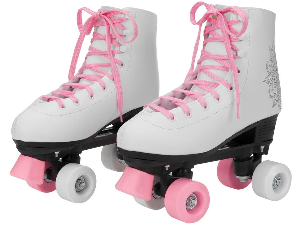 Patins 4 Rodas Infantil Fun F0010-3 Branco e Rosa